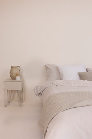 Dekbedovertrek Linolux Linen White/stone voorstaand