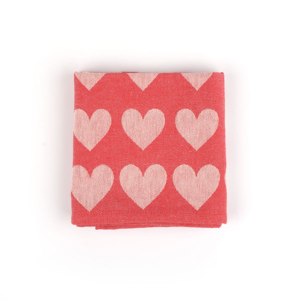 Theedoek Bunzlau Castle Hearts Red