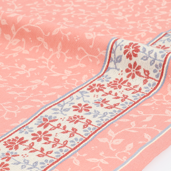 Theedoek Bunzlau Castle daydream Pink rand