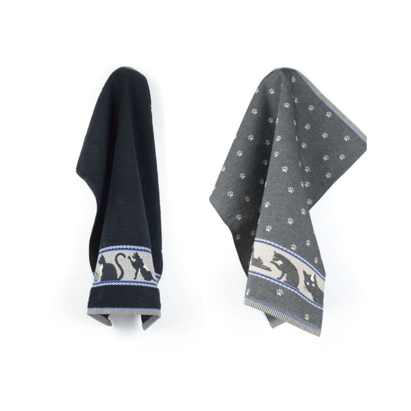 Theedoek Bunzlau Castle Cats Black combi met keukendoek