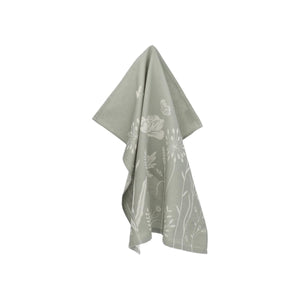 Theedoek Bunzlau Castle  Wild flowers Dark Green met op hanglus
