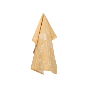 Theedoek Bunzlau Castle  Wild flowers Yellow met ophanglus