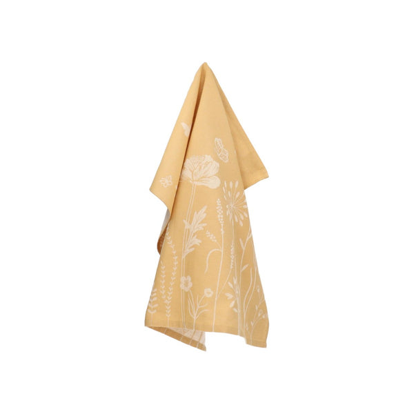 Theedoek Bunzlau Castle  Wild flowers Yellow met ophanglus