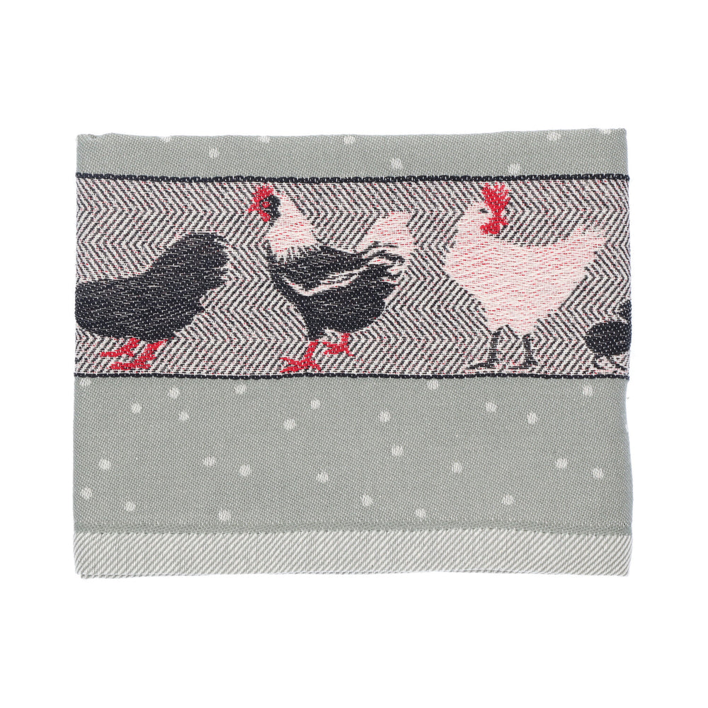 Theedoek Bunzlau Castle Chickens Dark Green