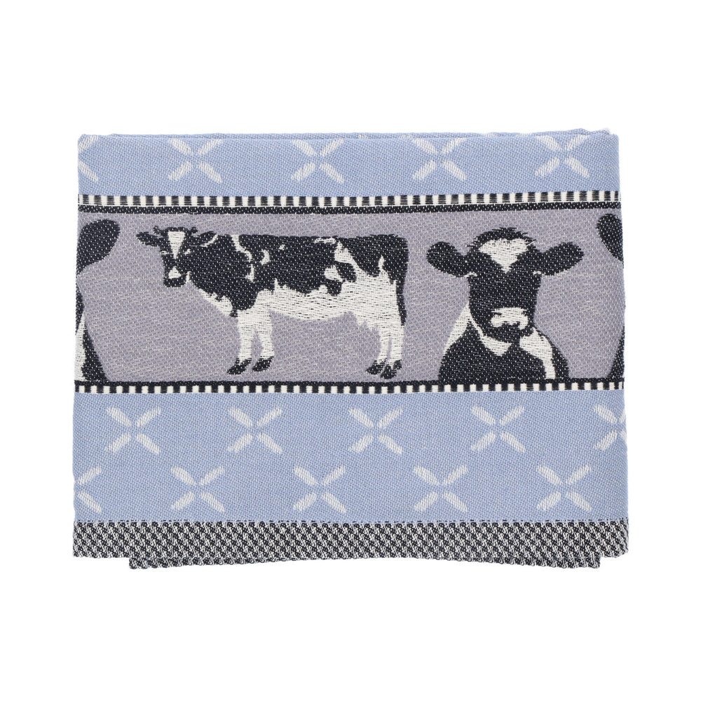 Theedoek Bunzlau Castle Cows Grey Blue