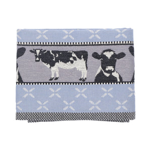 Theedoek Bunzlau Castle Cows Grey Blue