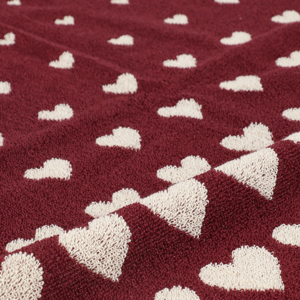 Bunzlau Castle Keukendoek Hearts Burgundy GOTS