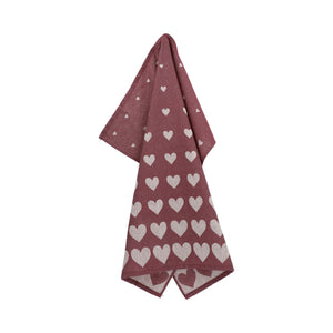 Bunzlau Castle Theedoek Hearts Burgundy GOTS