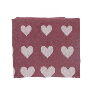 Bunzlau Castle Theedoek Hearts Burgundy GOTS