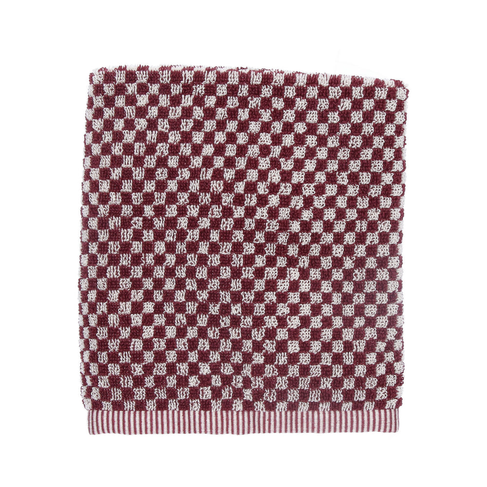 Bunzlau Castle Keukendoek Small Check Burgundy GOTS