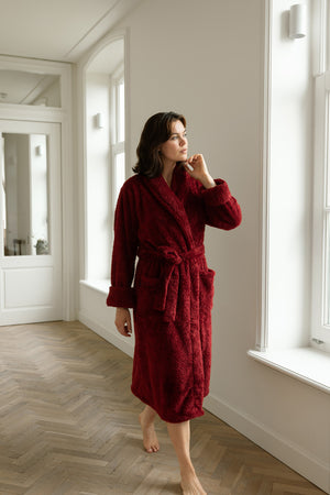Linolux Badjas Noah Burgundy - Fleece