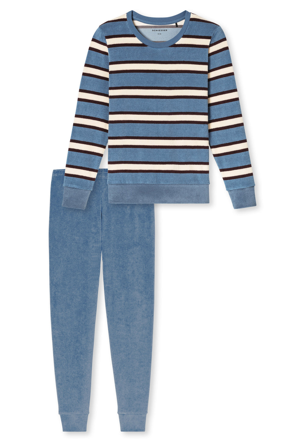 Schiesser Dames Pyjama 183892 Blue - badstof