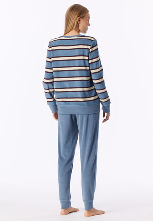 Schiesser Dames Pyjama 183892 Blue - badstof
