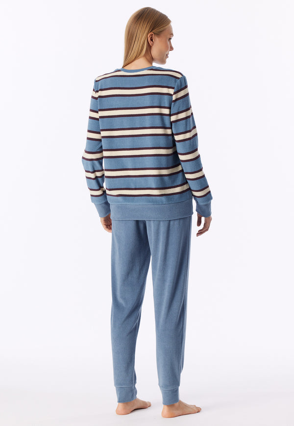 Schiesser Dames Pyjama 183892 Blue - badstof
