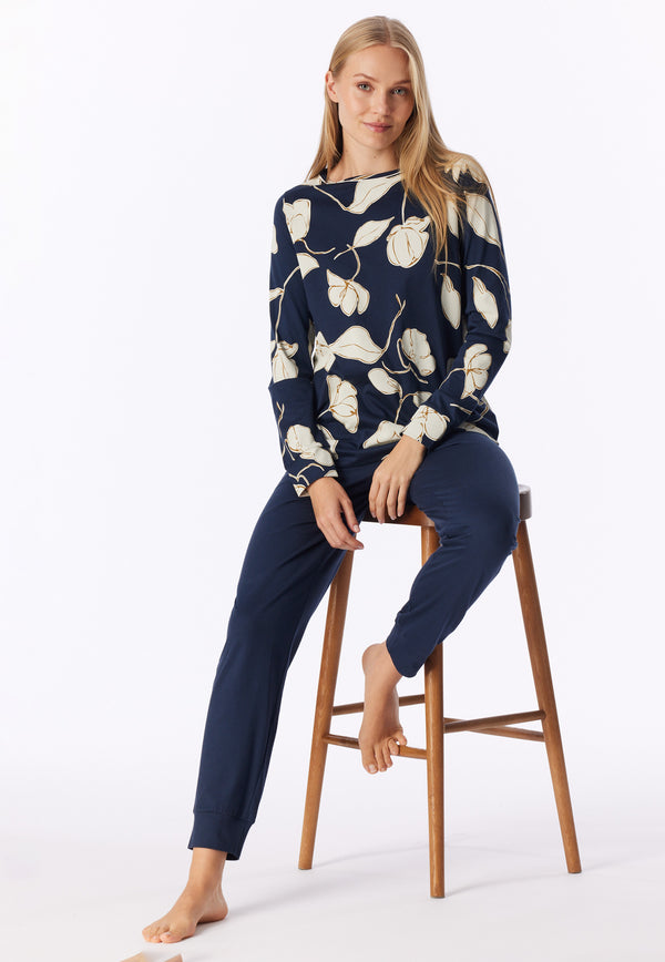 Schiesser Dames Pyjama 182019 Blauw