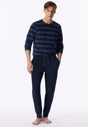 Schiesser Heren Pyjama 183940 Navy - badstof