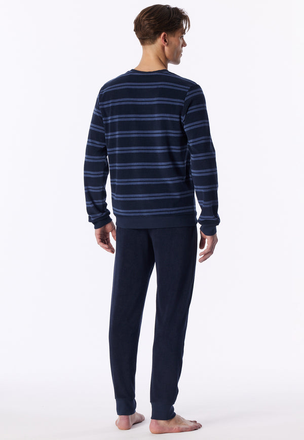 Schiesser Heren Pyjama 183940 Navy - badstof