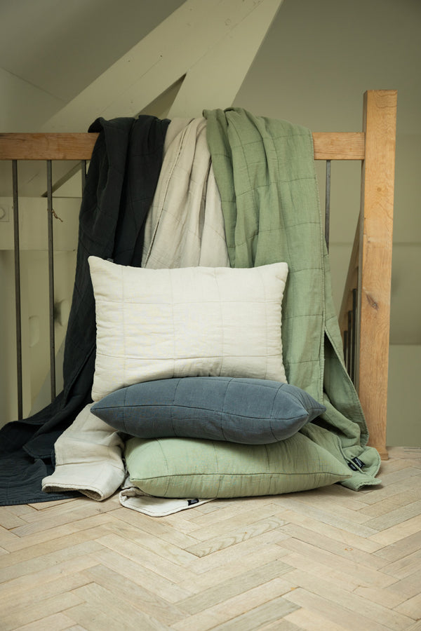 Linolux Kussenhoes Blocks Stonewashed Stone 40x60