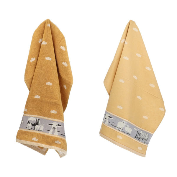 Keukendoek Bunzlau Castle  Sheep Yellow combinatie set