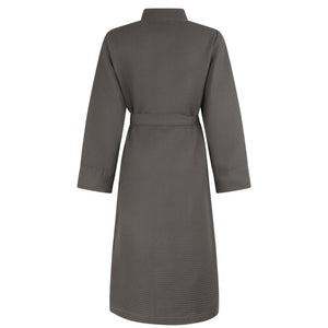 Wafel badjas lang Livello Nature Grey achterzijde