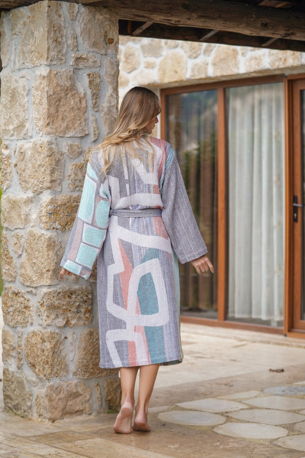 Kimono Zusenzomer Ozan Turquoise achterkant